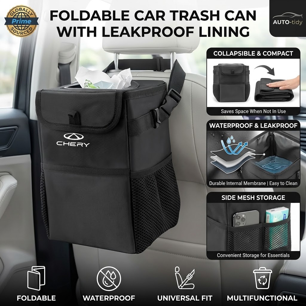 Waterproof Car Trash Can With Lid - Tempat sampah mobil dengan tutup kedap
