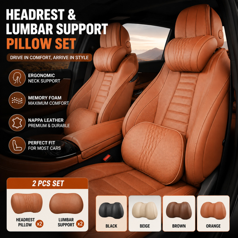 Memory Foam Car Neck Pillow Lumbar Support - Bantal Sandaran Kepala Mobil Busa Memori