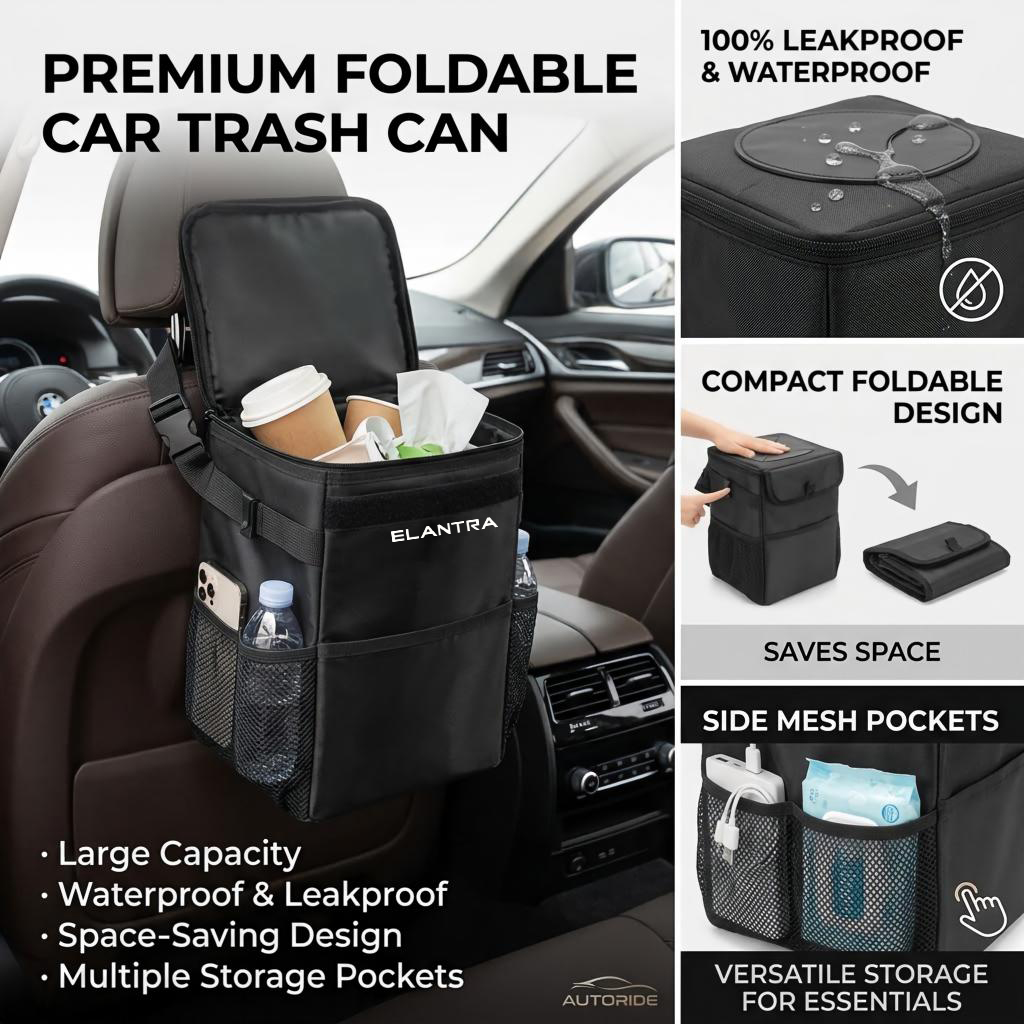 Waterproof Car Trash Can With Lid - Tas penyimpanan tempat sampah mobil tahan