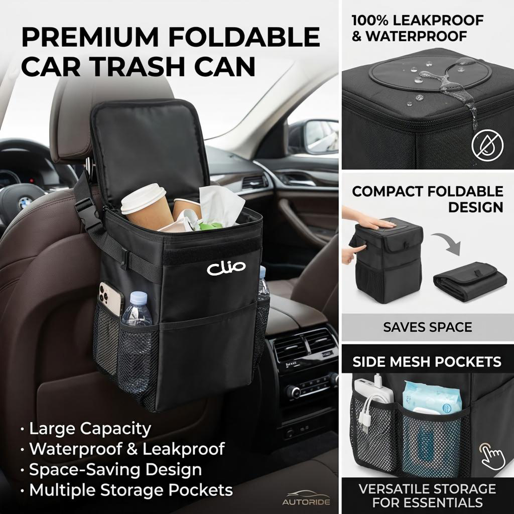 Waterproof Car Trash Can With Lid - Tas penyimpanan tempat sampah mobil tahan