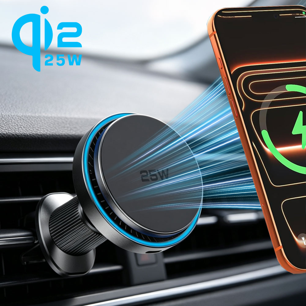 Magnetic Phone Holder For Car Vent - Pengisi Daya Nirkabel Magnetik Car QI2