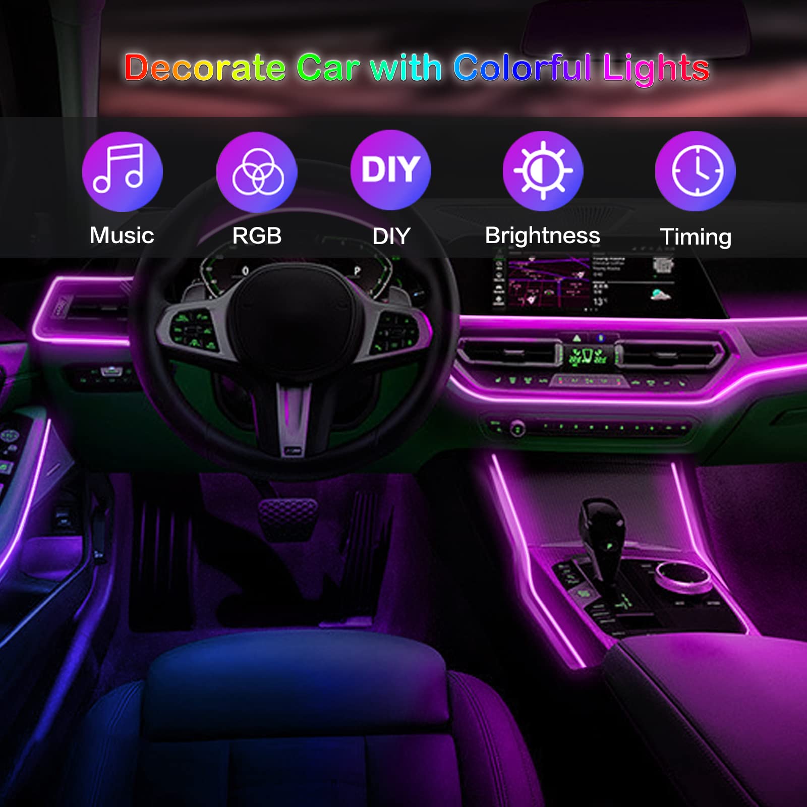 Lampu Strip suasana Interior m - Led Ambient Interior Car Lights App Control ulasan dan harga