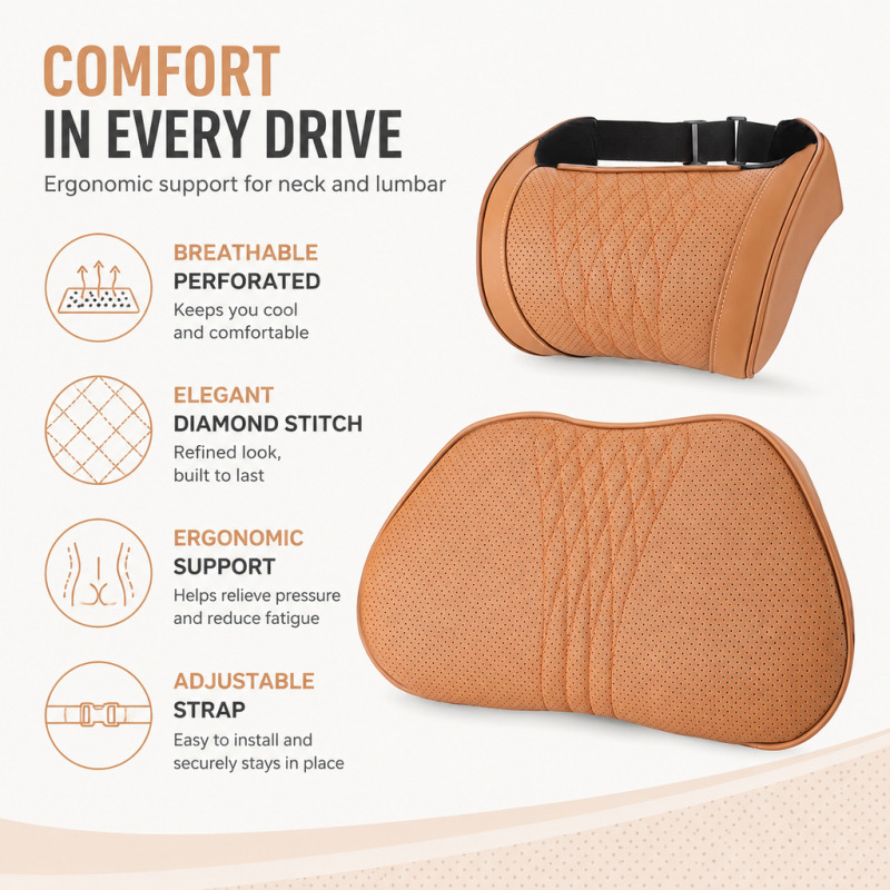 Bantal Sandaran Kepala Mobil B - Memory Foam Car Neck Pillow Lumbar Support ulasan dan harga