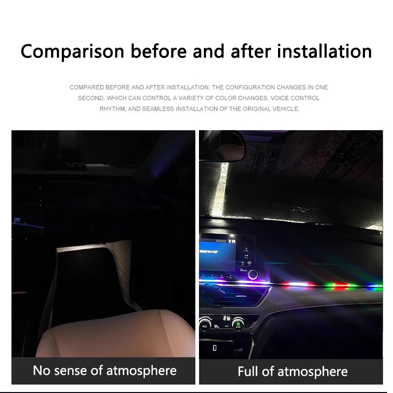 Lampu dasbor mobil LED warna-w - Led Ambient Interior Car Lights App Control ulasan dan harga